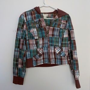 Maurices plaid hoodie jacket size medium rn#51783